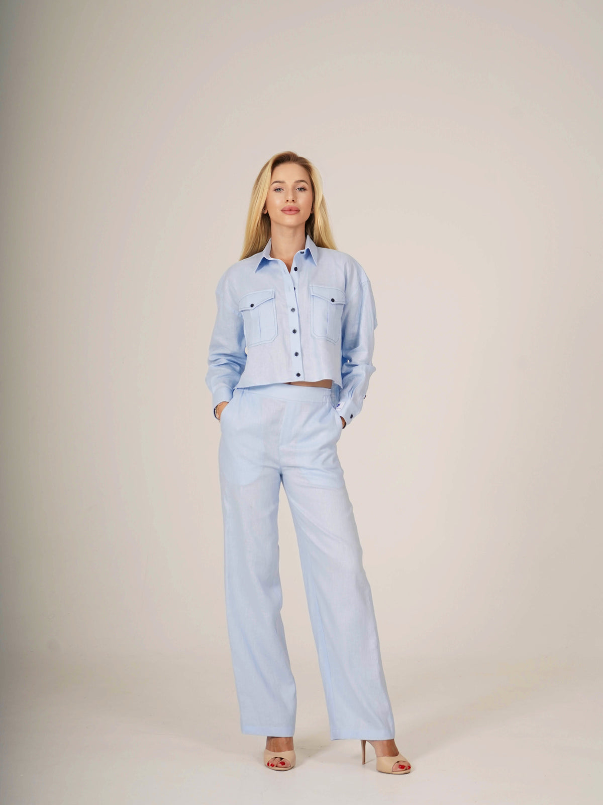 Linen Pants With Elastic Belt SOFIA