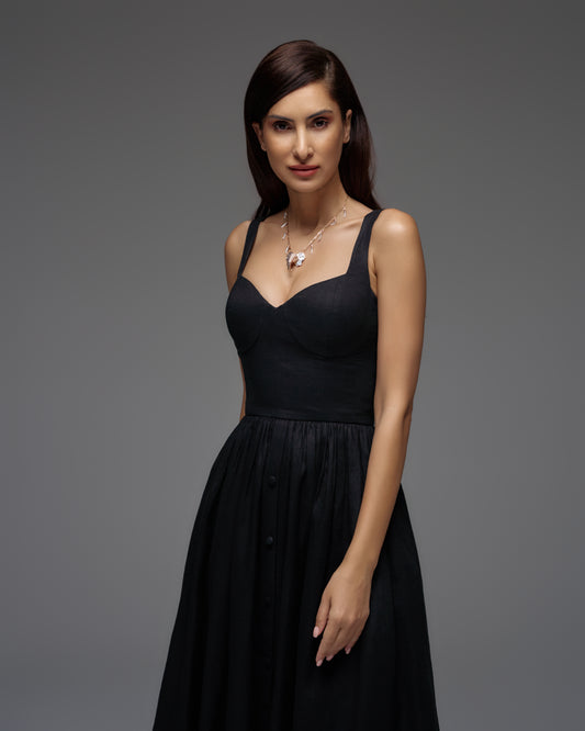 Linen Corset Midi Dress DIANA