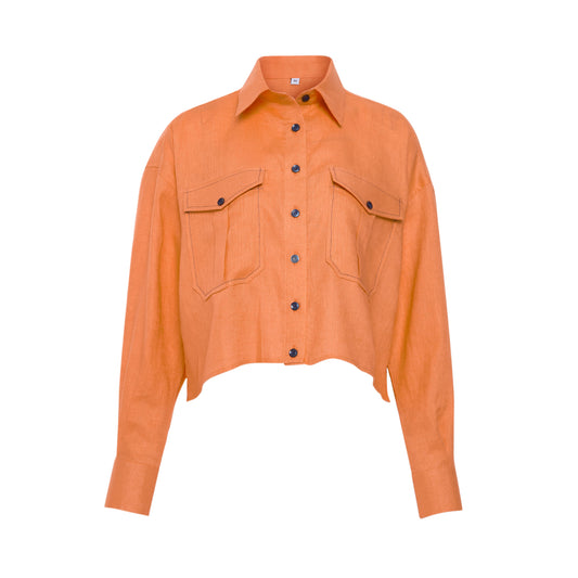 Linen Oversized Cropped Shirt MARTINA