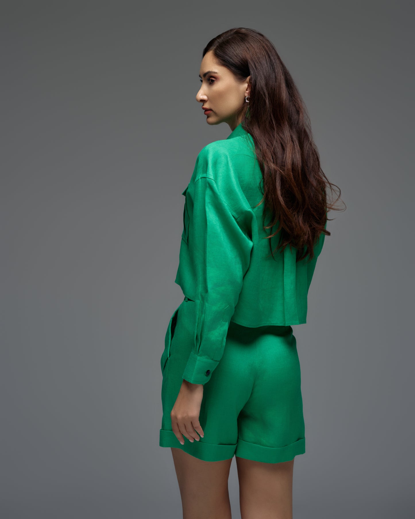 Linen Oversized Cropped Shirt MARTINA