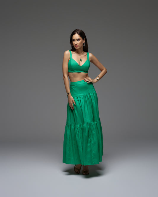 Linen Pleated Maxi Skirt ELLA