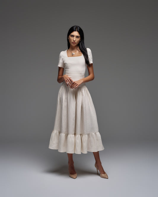 Linen Pleated Dress KAMILLA