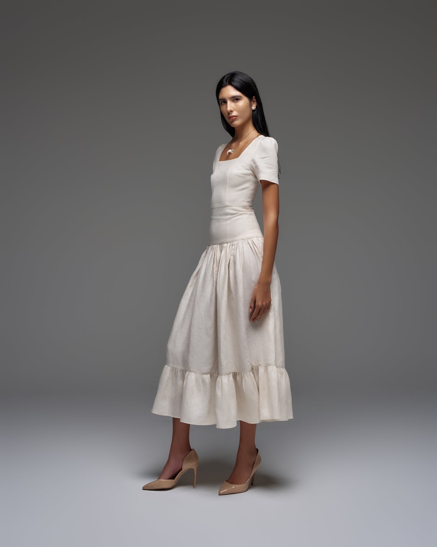 Linen Pleated Dress KAMILLA
