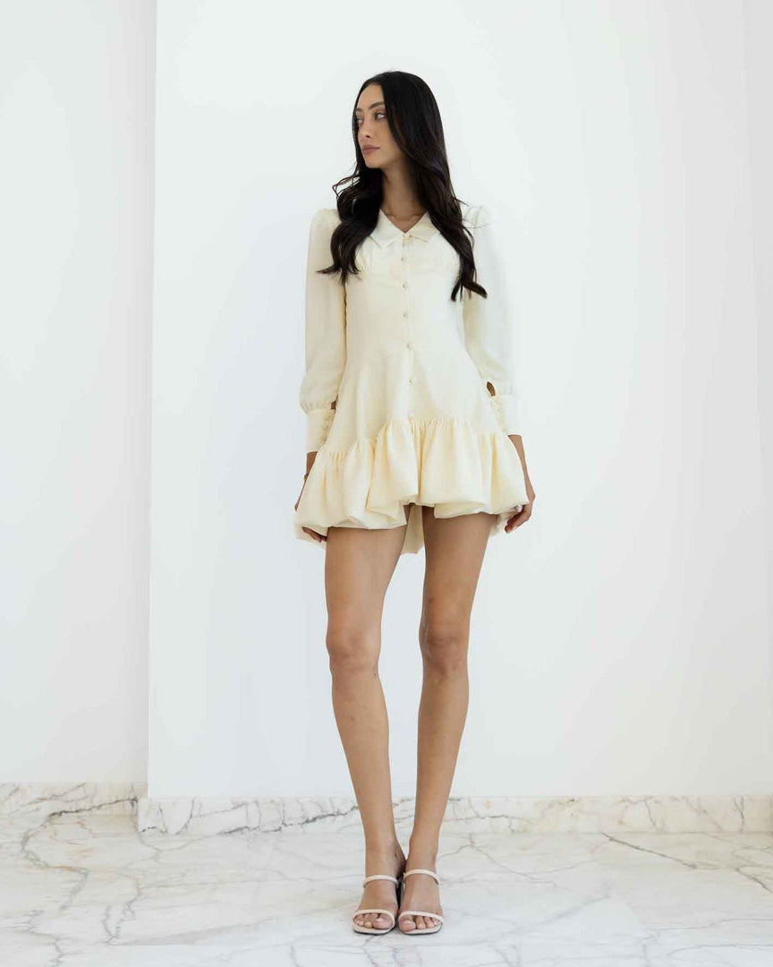 Cream Collar Dress VIVA Mazarine Official - Luxury Ready-to-Wear Slow Fashion Brand Cream Collar Dress VIVA Mazarine Official - Luxury Ready-to-Wear Slow Fashion Brand