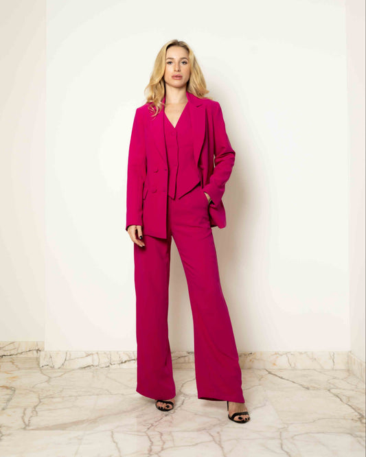 3 piece suit in crepe and silk