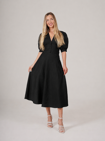 Linen Midi Dress STEPHANIE