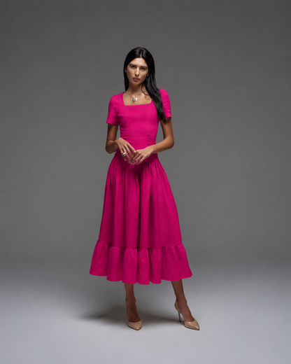 Linen Pleated Dress KAMILLA