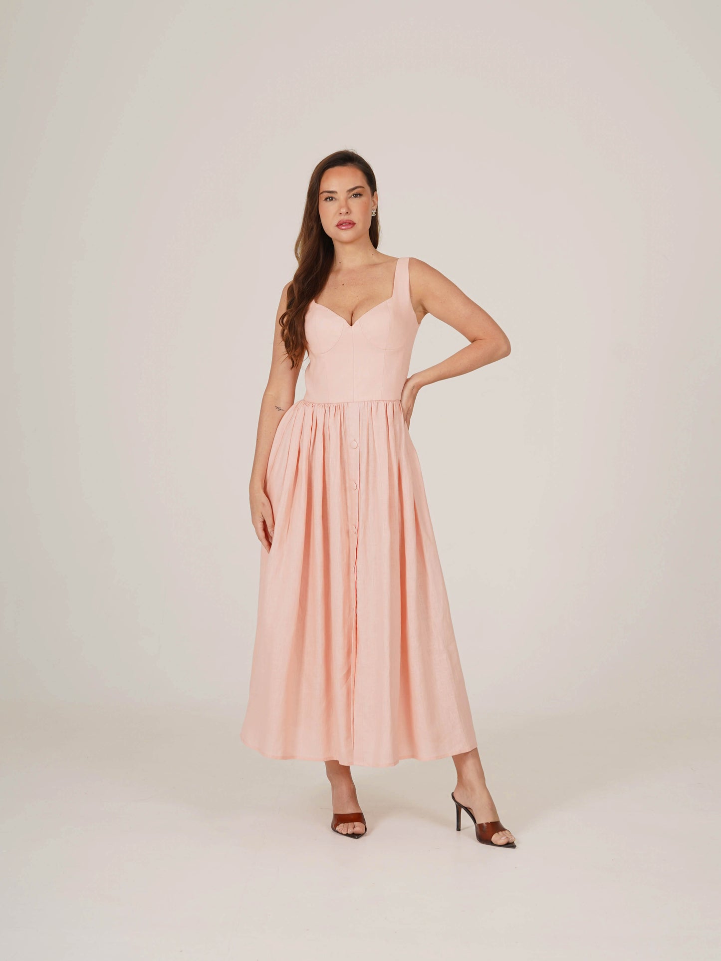 Linen Corset Midi Dress DIANA