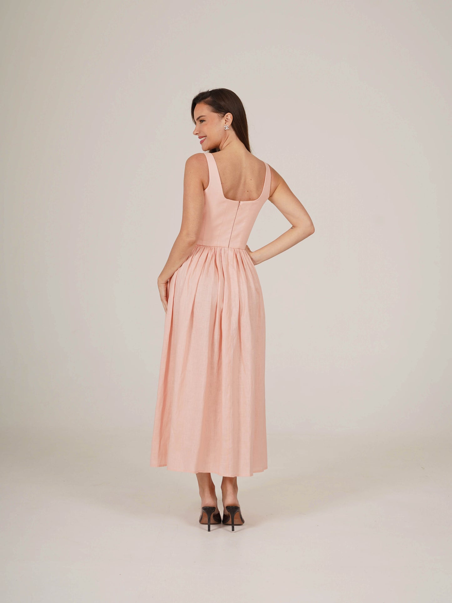 Linen Corset Midi Dress DIANA