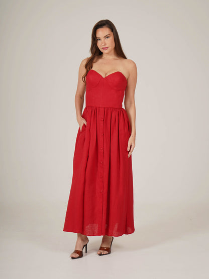 Linen Corset Midi Dress  HANNA