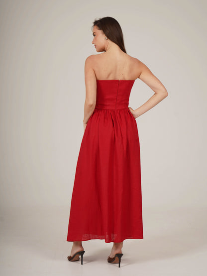 Linen Corset Midi Dress  HANNA