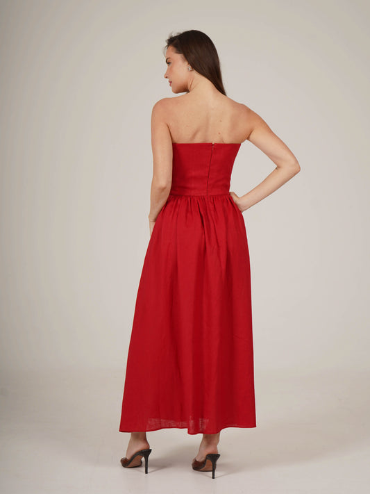 Linen Corset Midi Dress  HANNA