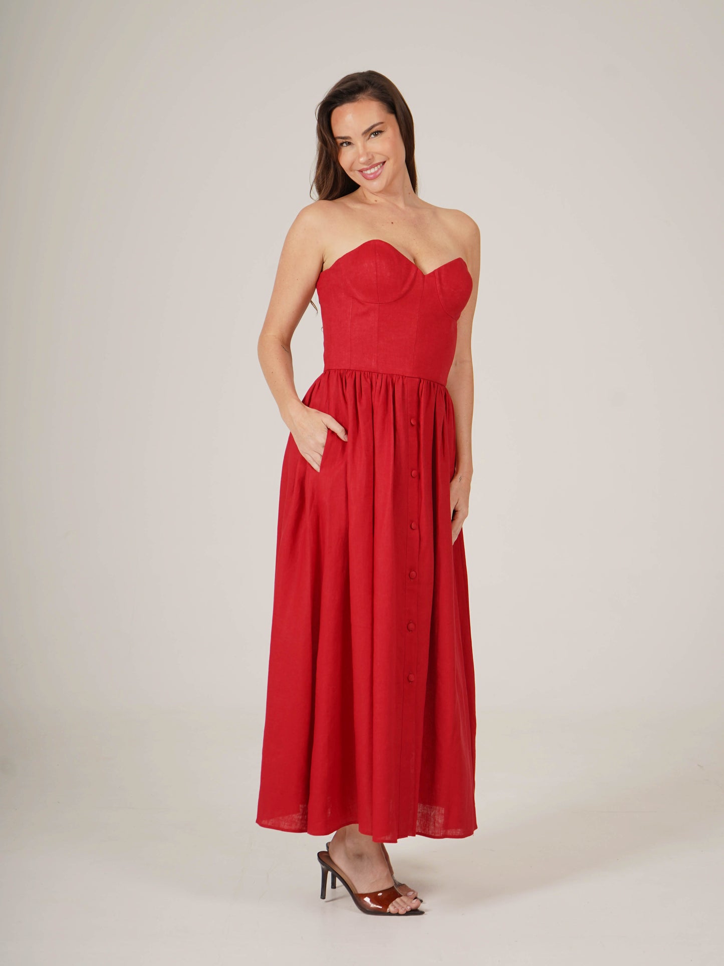 Linen Corset Midi Dress  HANNA