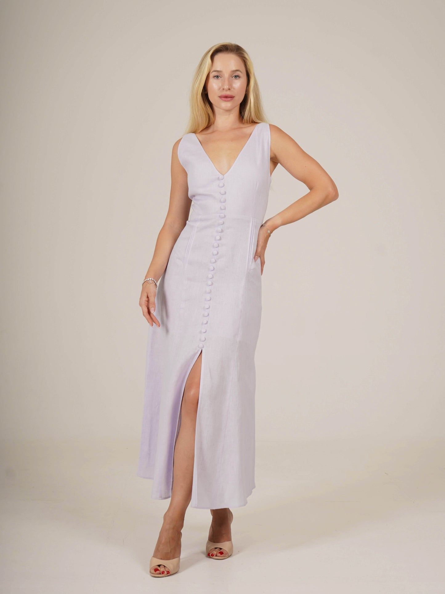 Linen Midi Dress OLIVA
