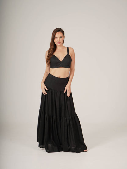 Linen Pleated Maxi Skirt ELLA