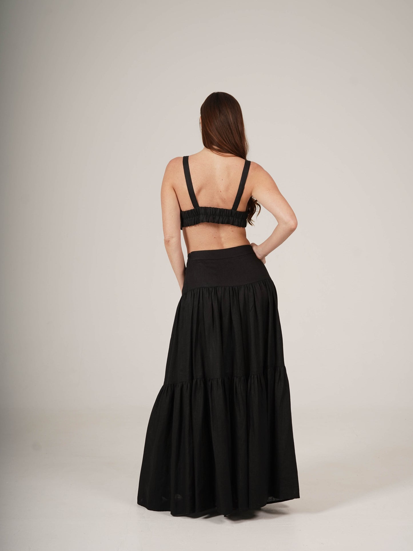 Linen Pleated Maxi Skirt ELLA