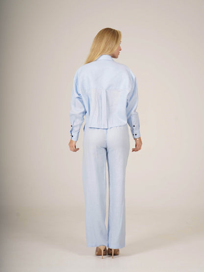 Linen Oversized Cropped Shirt MARTINA
