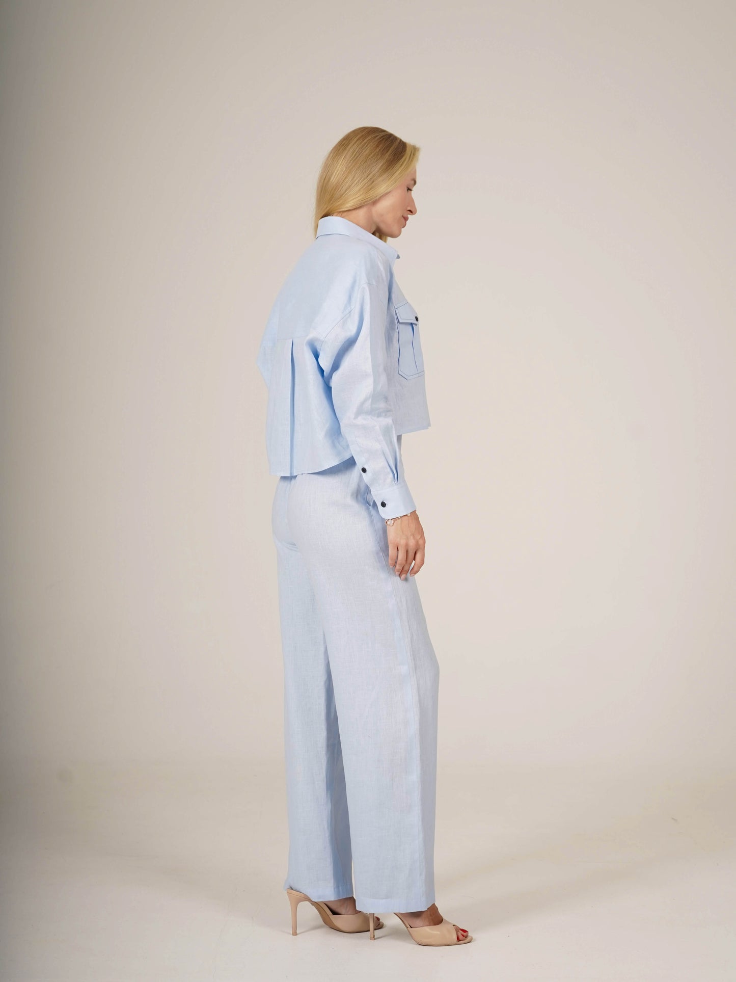 Linen Oversized Cropped Shirt MARTINA