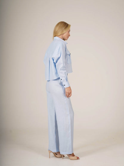 Linen Oversized Cropped Shirt MARTINA