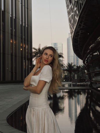 Linen Pleated Dress KAMILLA