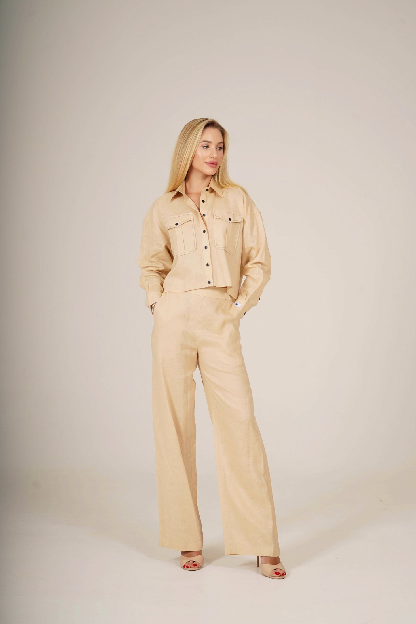 Linen Pants With Elastic Belt SOFIA