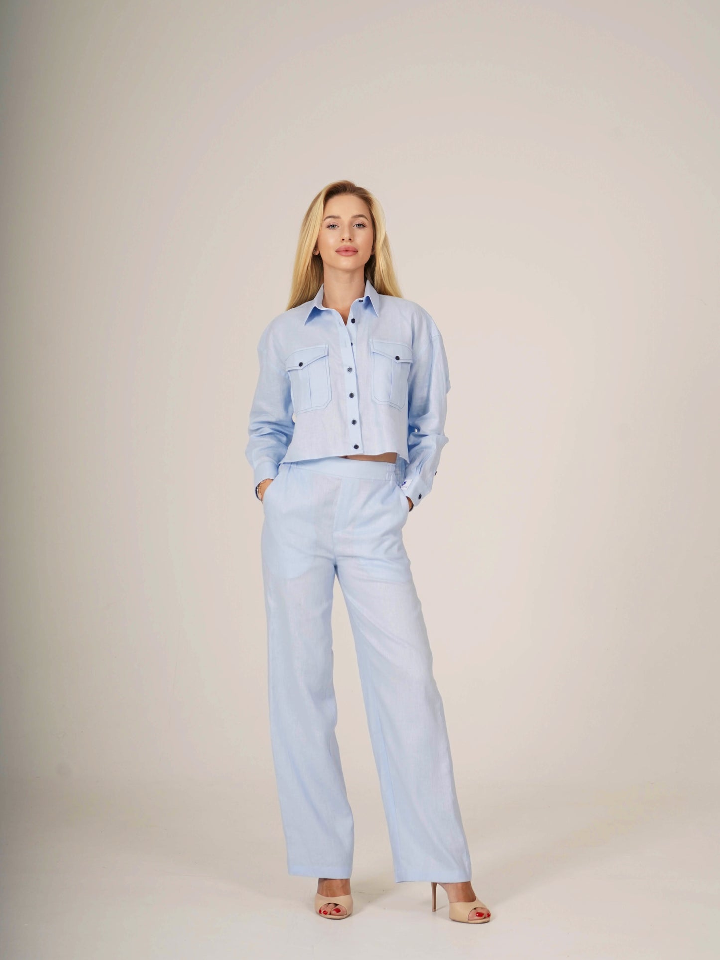 Linen Pants With Elastic Belt SOFIA