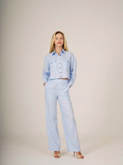 Linen Pants With Elastic Belt SOFIA