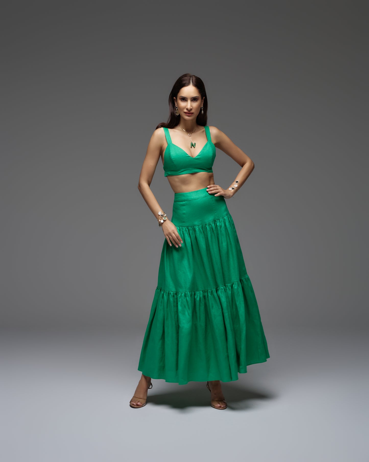 Linen Pleated Maxi Skirt ELLA