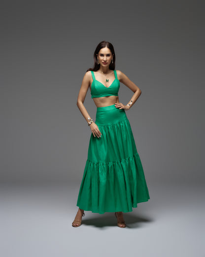 Linen Pleated Maxi Skirt ELLA