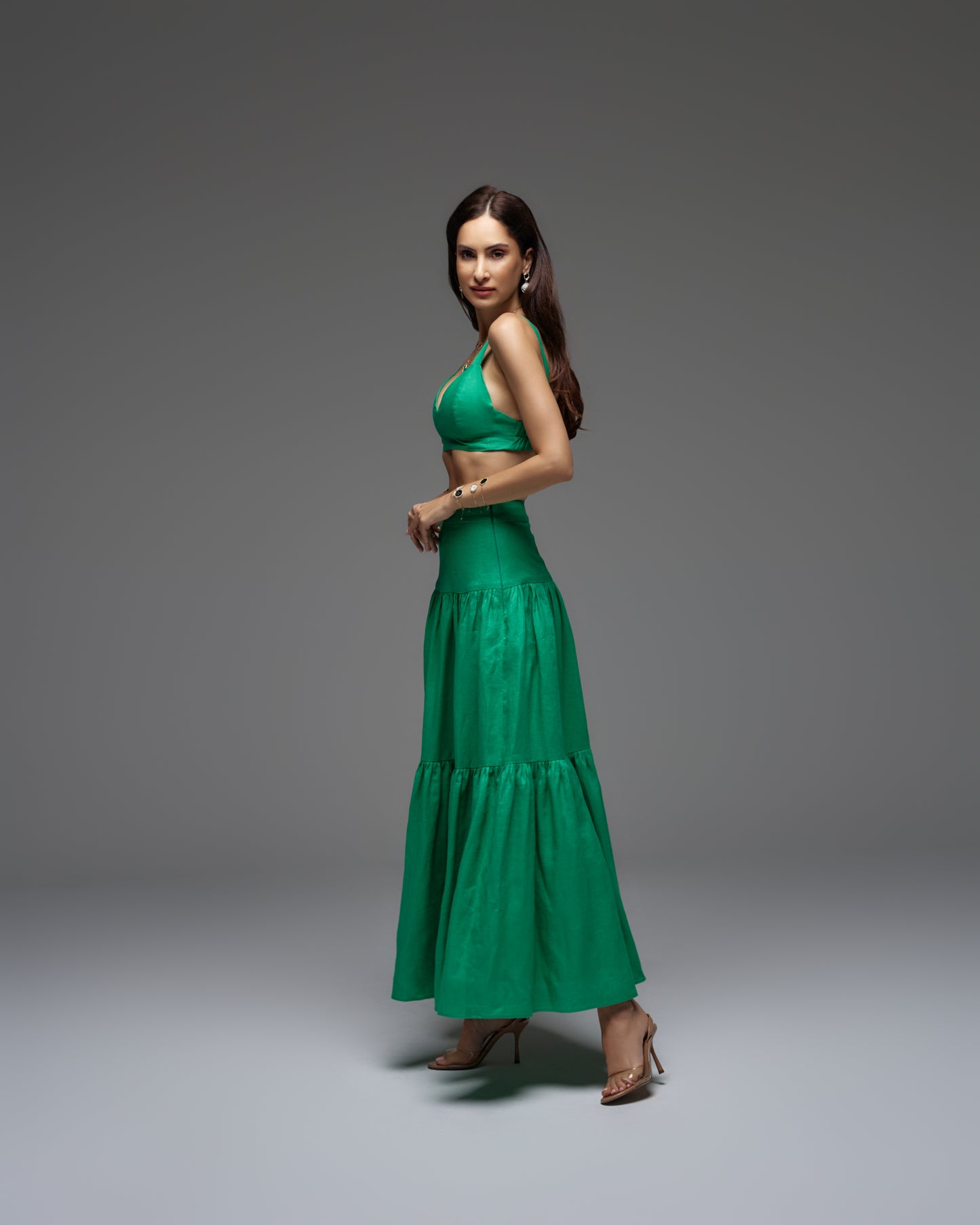 Linen Pleated Maxi Skirt ELLA