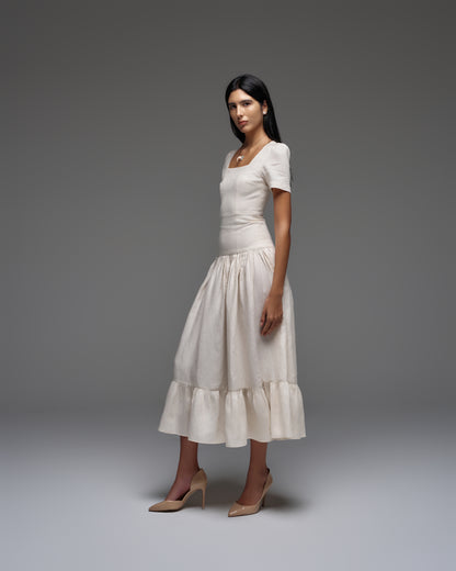 Linen Pleated Dress KAMILLA
