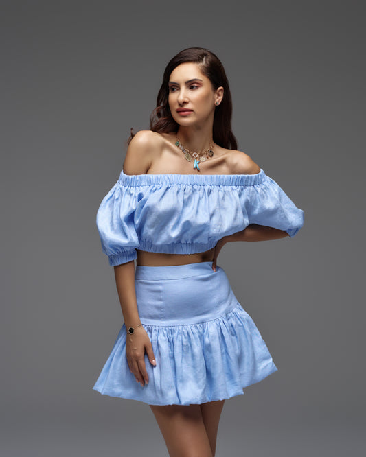 Linen Pleated Mini Skirt GRACE