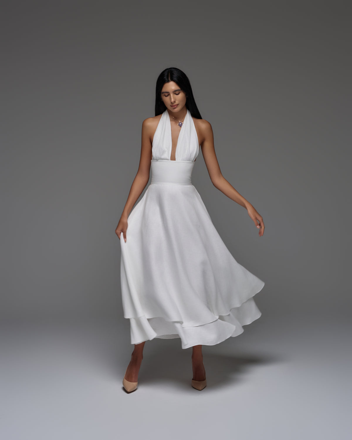 Linen Midi Dress MARILYN