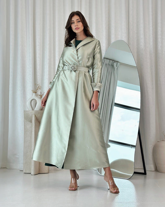 Pistachio Abaya with  Belt