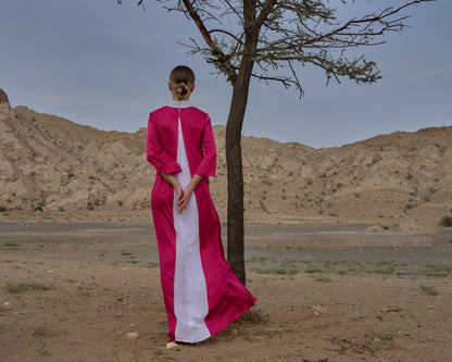 Silk dress with white collar