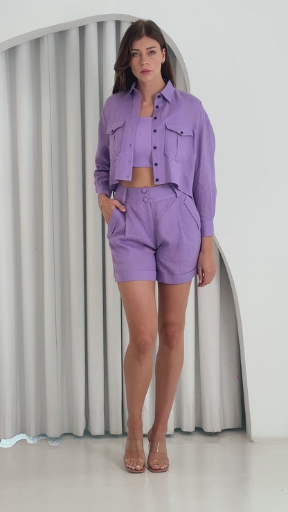 Linen Oversized Cropped Shirt MARTINA