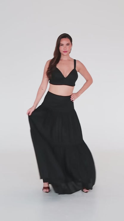 Linen Pleated Maxi Skirt ELLA
