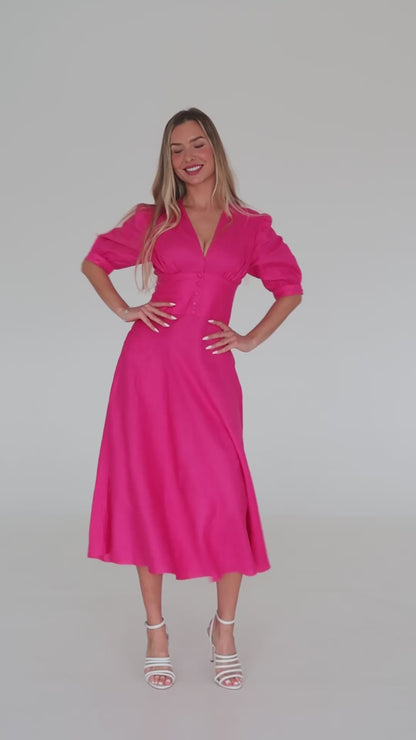 Linen Midi Dress STEPHANIE