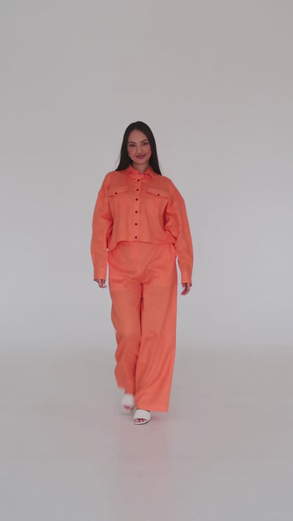 Linen Pants With Elastic Belt SOFIA