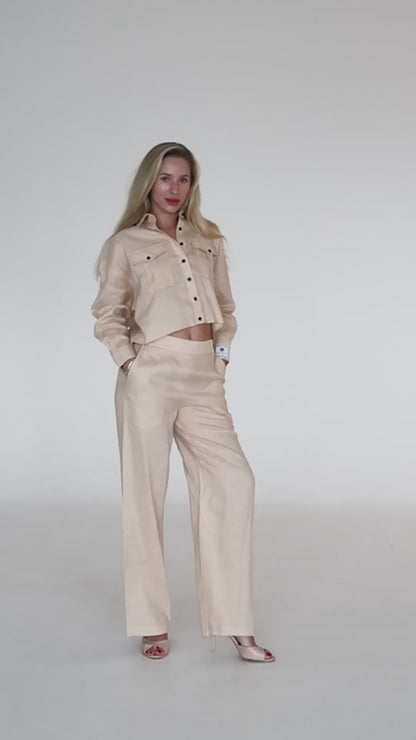 Linen Pants With Elastic Belt SOFIA