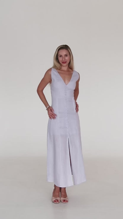 Linen Midi Dress OLIVA