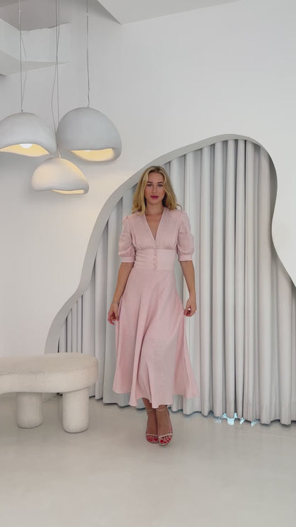 Linen Midi Dress STEPHANIE