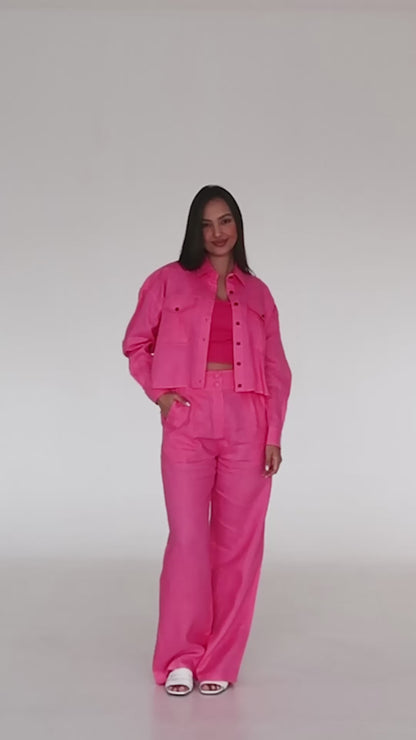 Linen Oversized Cropped Shirt MARTINA