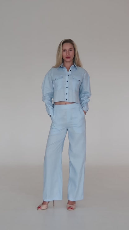 Linen Pants With Elastic Belt SOFIA