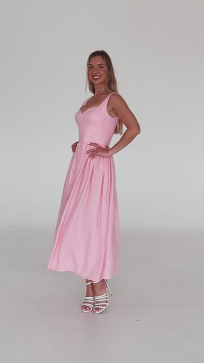 Linen Corset Midi Dress DIANA