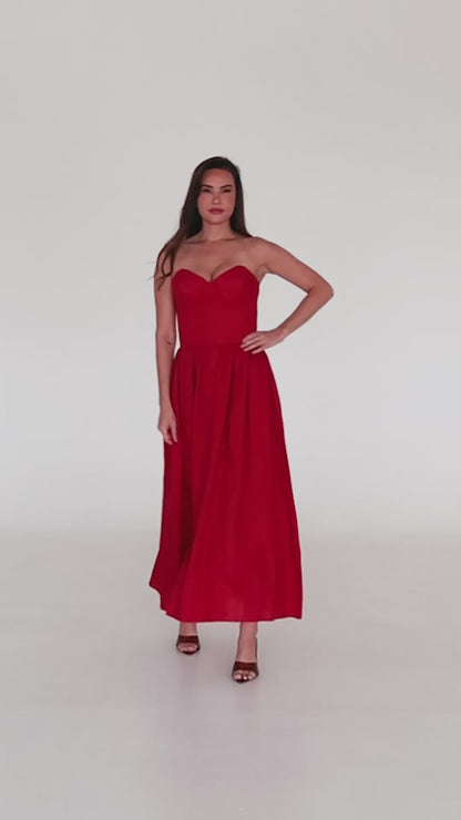 Linen Corset Midi Dress  HANNA